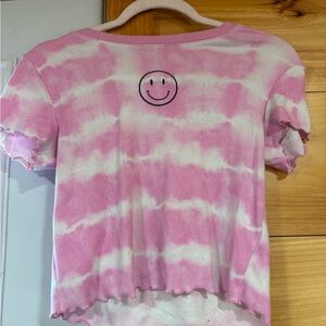 Pink Tie-Dye Shirt with Smiley Face